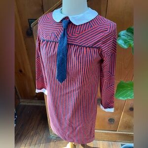 Vintage Striped Shirt Dress with Tie